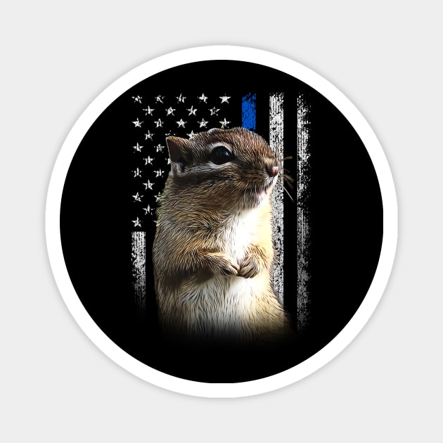 Chipper Chipmunks American Flag Tee Triumph for Wildlife Enthusiasts Magnet by Kevin Jones Art